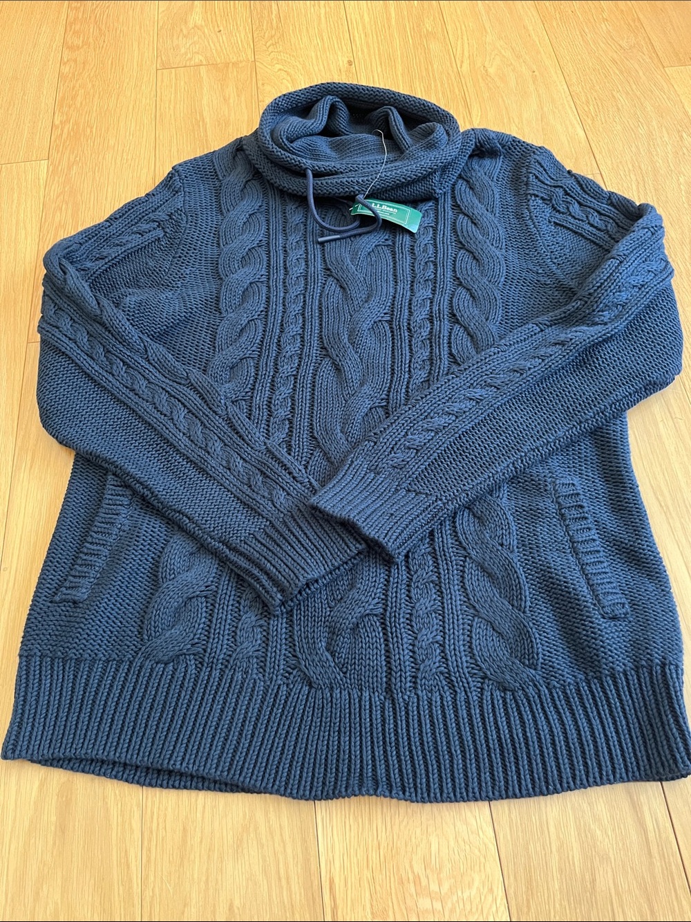 LL Bean Navy Cable Knit Sweater